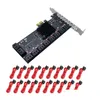 موصلات كابلات الكمبيوتر PCI لـ Express X1 2.0 Interface Black PCIe Sata 20 Ports Card Forchia Mining مع عدم تحديدها ذاتيًا لا otmmn