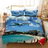 sets Aircraft Duvet Cover Flying Plane Bedding Set for Kids Boys Girl Polyester Airplane Print Comforter Cover Double Queen King Size