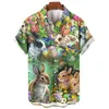 Camisas casuais masculinas 2024 ovos de páscoa impresso camisa roupas de verão oversized manga curta homem original