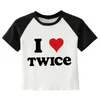 Womens T Shirts Y2k T-shirt KPOP Tweemaal Koreaanse Stijl Shirt Vrouwen Zomer Harajuku Streetwear Ulzzang Fans T-shirts Crop Top Vrouwelijke Slanke