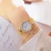 Vestidos 2023 senhoras relógios de pulso vestido relógio de ouro feminino cristal diamante relógios aço inoxidável sier relógio feminino montre femme 2022