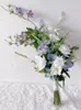 Свадебные цветы, свадебный букет, искусственный цветок подружки невесты из полиэтилена, искусственный цветок каллы, искусственный жемчуг, розовые принадлежности, праздничные украшения
