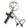 Keychains Retro Thorn Shaped Cross Sparkling Rhinestone Butterfly Keychain Fashion Jewelry Accessories Present Bag Charm Car Keyring