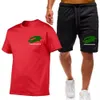 Nouveaux vêtements d'été pour hommes deux pièces ensembles hommes survêtement de sport hommes imprimer ensembles à manches courtes hommes t-shirt shorts Fitness vêtements de sport