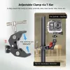 Bracets Moshuso Super Clamp Mount pour le support de caméra GoPro Adaptateur de moniteur déposé avec 360 ° Tête de balle magique à 360 °