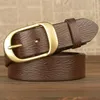 Belts Cowhide Men's Copper Buckle Casual Belt Korean Version Travel High-Quality Hunting Pleated Wrinkles Genuine Leather Pants