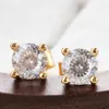 豪華なファッションの男性女性ファッション925スターリングシルバーイエローゴールドメッキ0.5ct 1ct 2ctブルーモイサナイトスタッドイヤリング素敵な贈り物