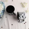 Mugs Art White Cloud Black Marble Splash Enamel Water Cup Coffee Milk Tea 380ml