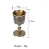 Muggar European Style Metal Wine Cup Vintage Gravering Flower Goblet Drink för Party Wedding Graduation Anniversary