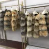 Pelz Frauen Natürliche Echte Rotfuchs Pelzmantel Mode V-ausschnitt Flauschigen Winter Warm Pelzigen Plüsch Luxuriöse 2023 Gold fuchs Jacken Kurze 22A10016