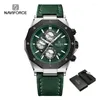 NAVIFORCE Heren quartz kalenderhorloge Militair leer Sport Herenhorloge Chronograaf Lichtgevende herenhorloges Relogio Masculino