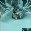 Anypendant 2024 New Designer Necklaces T S925 Sterling Sier Diamond Heart Brand Small Key Necklace Platinum Clavicle Chain Light Luxu Dhld7