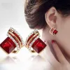Luxus Mode Zirkon 14k Gelbgold Ohrringe Große Edelsteine Kristall Ohrringe für Frauen Verlobung Ohrring Schmuck Geburtstag Party Jahrestag Geschenke