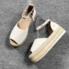 Sandals Velvet Shoes Med High Heel Sandal for Women Open Toe Suit Female Beige Large Size Clogs Wedge Muffins shoe Buckle Strap Suede Me T240302