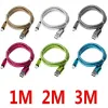 1m 3ft typ C snabb laddningskabel flätad mikro USB C -kabel USB 2.0 Datekabel för Samsung Xiaomi LG Android 2M 3M 3M