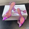 Amina Muaddi Sandálias Top Luxury Designer Dress Shoes Bowknot Cristal Diamante Decoração Transparente PVC Wine Cup Heels