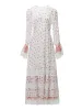 Ladies Spring High Quality Fashion Party Milky White Print Lace Chiffon Flare Sleeve Elegant Chic Girls Pretty Long Sleeve Dress