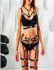 Reggiseni Set Sexy 2 PZ Finimenti in pelle Lingerie erotica Reggicalze Corpo Donna Reggiseno Sexe Cinture Bondage Cage Bretelle8445270