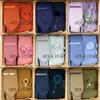 Viola Design 5PCS Gift Box Solid Cotton Sock Tie Sets Clip Pin Cufflinks Hanky Colorful Men Wedding Party Daily Cravat Accessory 240228