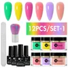 5g Fluorescent Glitter Trempage Ongles Poudre Ensemble Néon Nail Système De Trempage Kit Nail Art Décoration Ongles Naturel Sec Sans Lampe 240220