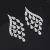 Dangle Earrings Vinregem Lab Sapphire Gemstone Sona Diamond Tassel Wedding Part