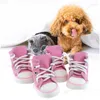 Vêtements de chien 4pcs / Set imperméable hiver toile chaussures pour animaux de compagnie anti-dérapant pluie neige bottes épaisses pour petits chats chiot chihuahua chaussettes chaussons DHI3A