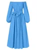 Plus Size 5XL VONDA Summer Maxi Sundress Women Long Dress Button Casual Solid Elegant Off Shoulder Bohemian Party Vestido Belted 240228