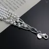 Länk armband 5 linje bollar för kvinnor alla hjärtans dag gåvor jul s925 sterling silver färg mode smycken lq-h250