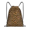 Shopping Bags Custom Pink Zebra And Leopard Animal Print Stripes Drawstring Bag Men Women Lightweight Sports Gym Storage Backpack