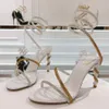 Rene Caovilla hoge hak sandalen nieuwe gradiënt diamant slang gewikkeld enkelbandje met echt leer luxe designer kleding schoenen zomermode trouwschoenen