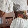 ベルト調整可能なベルト女性ビンテージの花の印刷されたノースリーブトップス付きセクシーなコルセット