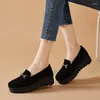 Casual Schuhe Wildleder Leder Frauen Designer Keil Turnschuhe Slip Auf Damen Mokassins Flache Loafer Für Frauen Zapatos Mujer