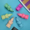 Pennor 12 Set/Lot Creative Mini Bear Highlighter Pen Kawaii 6 Färger Ritning Målning Art Marker Pen School Supplies Stationery Gift