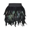 Skirts Women Sexy Feather A Line Mini Skirt Elastic Waist Party Dance Short For Raves Club DropShip