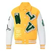 Giacca da uomo Versity Bomber da baseball vintage con maniche in pelle ricamate in ciniglia personalizzata OEM 86