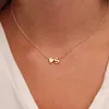 Pendant Necklaces Fashion Tiny Heart Dainty Initial Necklace Gold Silver Color Letter Name Choker Necklaces For Women Pendant Jewelry Gift 240302