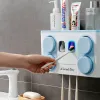Holders Aufbewahrungsbox-Set für Badezimmerzubehör mit Zahnbecher, automatischem Zahnpastaspender und wandmontiertem Zahnbürstenhalter