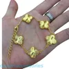 2024 Jewelry Designer Vanl Cleefl Arpelsbracelet Charm Large Clover Necklace Five Flower Bracelet Color Retention Alloy Light Feeling Fritillaria with Laser