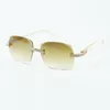 Nouvelles lunettes de soleil à double rangée de vente directe d'usine 3524018 avec des lunettes de créateur en corne de buffle blanche taille 18-140 mm
