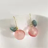 Boucles d'oreilles d'été charmantes pour femmes, fruits de pêche, Style coréen, jolie fille, mode tempérament, bijoux féminins, cadeaux