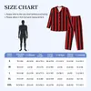 Men's Sleepwear Vertical Striped Pajama Set Red And Black Stripes Kawaii Men Long Sleeve Vintage Home Two Piece Suit Big Size