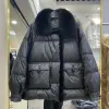 Coats Lagabogy 2023 New Winter Women Real Fox Fur 90% White Duck Down Jacket Short Puffer Coat Female Vintage Mink Fur Patchwork Parka