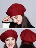 Women Berets Fashion Solid Color Wool Knitted With Ladies French Artist Beanie Warm cap in autumn and winter female hat 240226