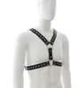 Sexy gótico masculino cuero pecho bondage arnés corporal correas góticas poderoso traje tachonado elegante vestido de hombre salvaje BDSM juego sexual2810196