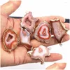 Pendant Necklaces Natural Stone Orange Agate Slice Connectors Pendants Charms Irregar Onyx Druzy For Diy Men Necklace Jewelry Drop De Dh9Jt