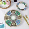 Keramisch rond bord in Europese stijl, servies van porselein, salade-fruittaartbord, huishoudelijke serviesdecoratie met geschenkdoos