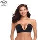 Wechery Plunge U Sexig Invisible Adhesive Bra Brassiere Strapless Bh Push Up Bralette Sexy Bras för Bikini Wedding Party Dress9210263