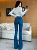 Jeans pour femmes Pantalons évasés pour femmes Bell Bottom Pantalon bleu Taille haute S Flared Womens Vintage Xxl Spanx Gros Gyaru A Z