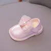 Babyskor 2024 Spring New Kids Shoes Bow Princess Small Leather Shoes White Toddler Shoes Soft Soles Buckle Baby Girls Shoes First Walkers