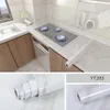 60cm*1m Kitchen Wall Sticker Waterproof Heat Resistant Marble Self Adhesive Marble Pattern Wallpaper Decoration 240227